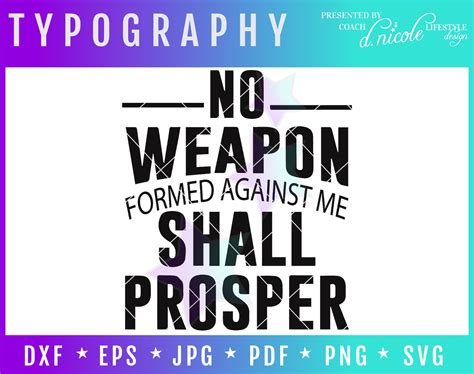 No Weapon Formed Against Me Shall Prosper Isaiah 5417 Bible Etsy