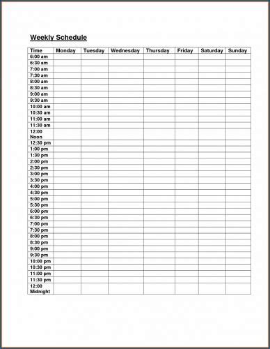 Free Printable Class Schedule Template