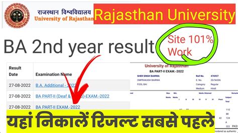 Ba Second Year Ka Result Kaise Dekhen Rajasthan University Ba 2nd