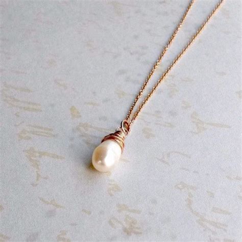 Pearl Necklace Rose Gold Pearl Necklace Freshwater Pearl Etsy Uk