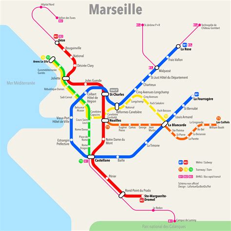 Map Of The Public Transport Network Of Marseille Including Subway