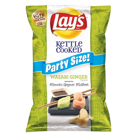 Lays Kettle Cooked Wasabi Ginger Potato Chips Party Size 14 Oz