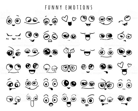 Emotions Set Of Doodle Faces Smile Face Doodles Drawing Cartoon