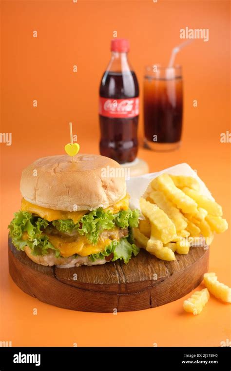 Hamburger With French Fries And Cola Stock Photo Alamy