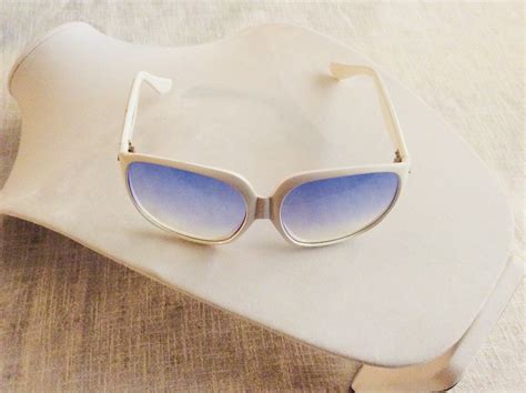 80s Vintage French Oversized Blue Lens Sunglasses With White Etsy