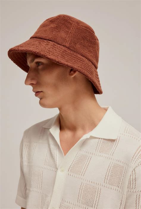 Venroy Menswomens Hats Woven Terry Bucket Hat Cacao Earth Ornaments
