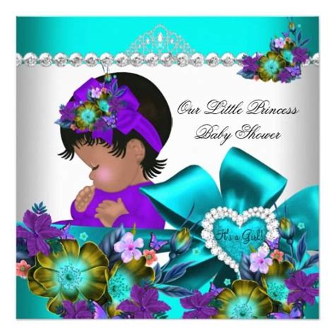 Rose gold baby shower balloon baby boxes. Princess Baby Shower Girl Teal Blue Purple 3 Invitation ...