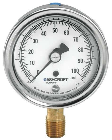 Ashcroft Pressure Gauge 0 To 100 Psi 14 In Mnpt Stainless Steel