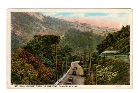 White Border Postcard National Highway Thru The Narrows Cumberland