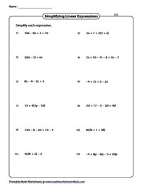 Not feeling ready for this? Simplifying Algebraic Expression Worksheets