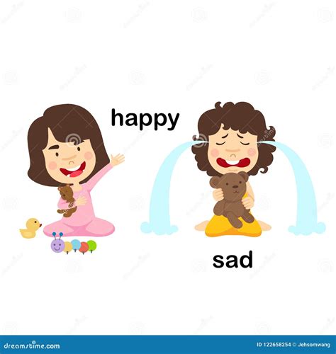 Happy Sad Opposite Message Hand Holding Magnifying Glass Stock Image