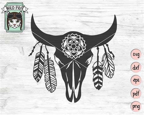 Cow Skull With Feathers Svg Cow Skull Svg File Native Etsy Cow Skull Longhorn Skull Native