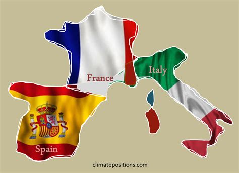 Flag Map Spain France Italy Climatepositions