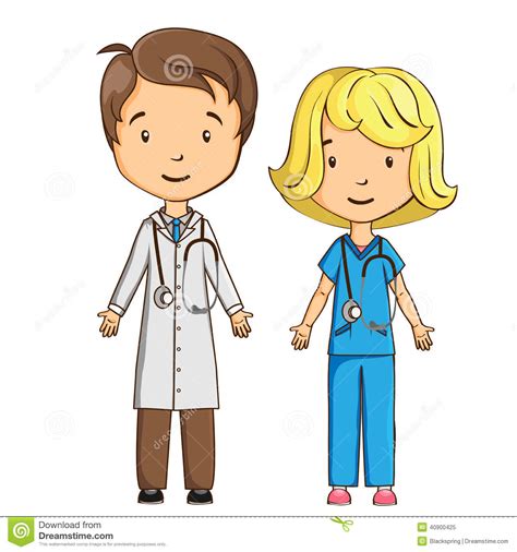 Cartoon Doctor And Nurse Stock Vector Illustration Of