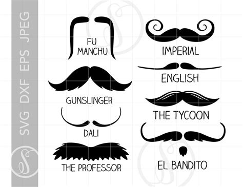 Mustache Styles Svg Cut File Clipart Downloads Mustaches Svg Etsy Canada