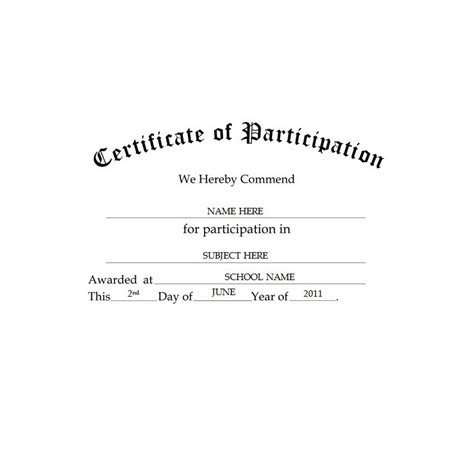 Certificate Of Participation Template Theroyalstore