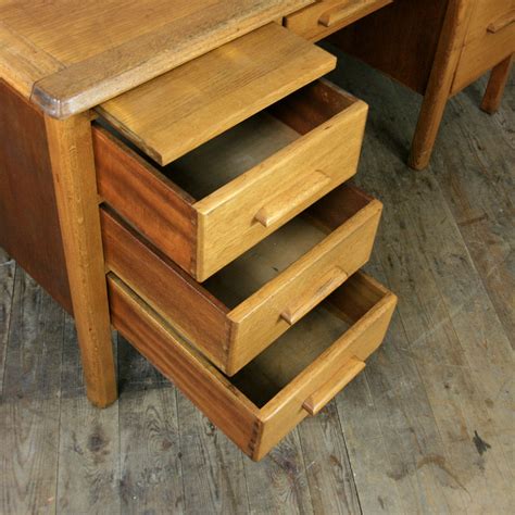 Large Vintage Oak School Teachers Desk Mustard Vintage