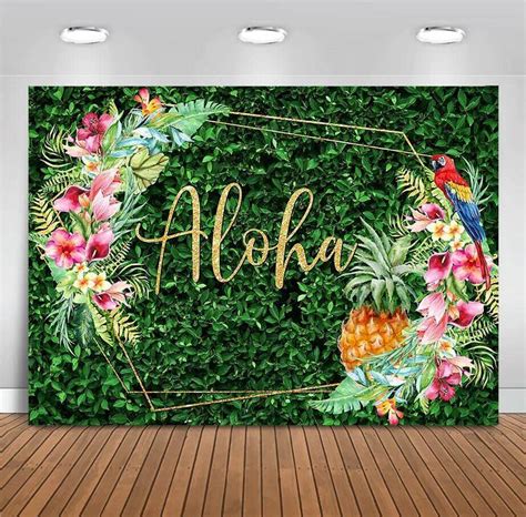 Aloha Birthday Backdrop Tropical Luau Baby Shower Party Decoration