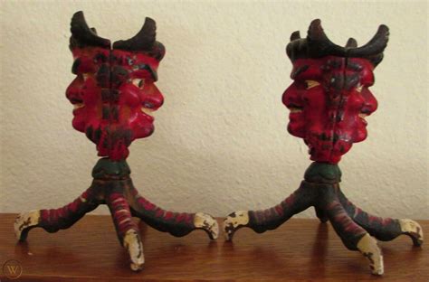 Authentic 20th Century Devil Head Candlestick Holders Antique Halloween