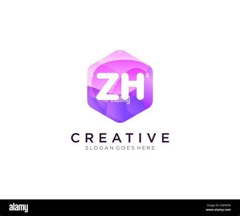 Zh Initial Logo With Colorful Hexagon Modern Business Alphabet Logo