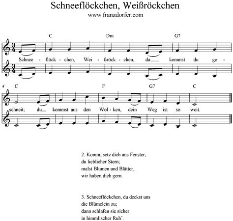 Schneeflöckchen, Weißröckchen mit Liedtext Schneeflöckchen Weißröckchen