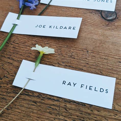 Pack Of 10 Modern Place Cards With Flower Slit By Creative And