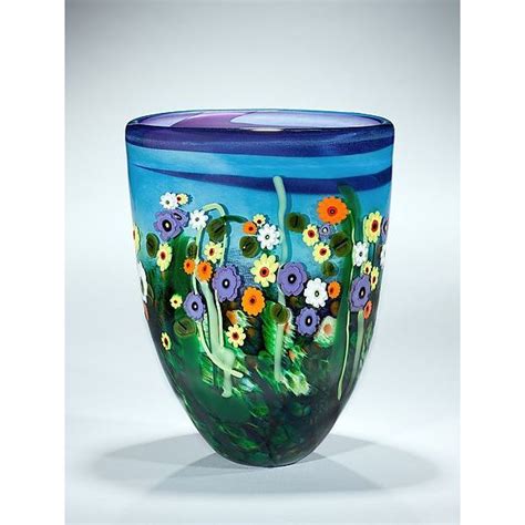 Shawn Messenger Blue And Violet Garden Series Glass Vase