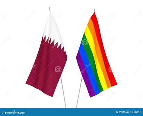 Qatar And Rainbow Gay Pride Flags Stock Illustration Illustration Of Emblem Color 199656231