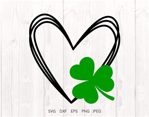 Sketch Heart With Shamrock Svg St Patricks Day Svg Etsy