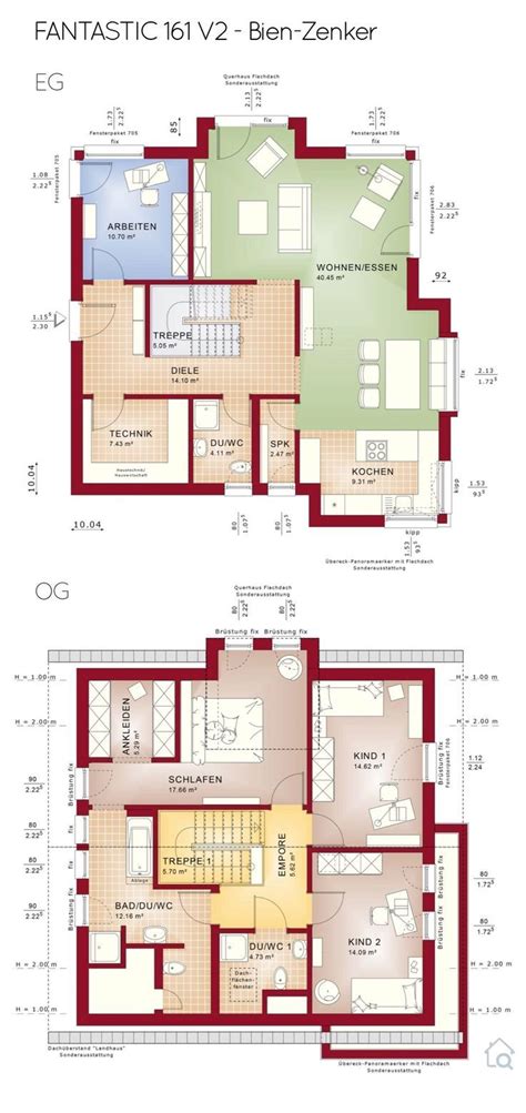 Für familien, die es geräumig lieben, kommen grundrisse ab 200 quadratmeter in frage. Einfamilienhaus Grundriss mit Satteldach - 5 Zimmer, 160 ...