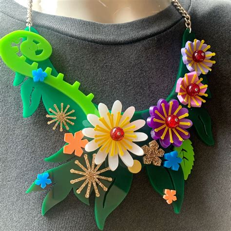 Bloom Necklace Plastic Jewellery Handmade Jewellery Laser Etsy Uk