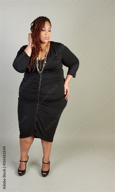 Plus Size African American Bbw Woman Posing In The Studio Stock Photo