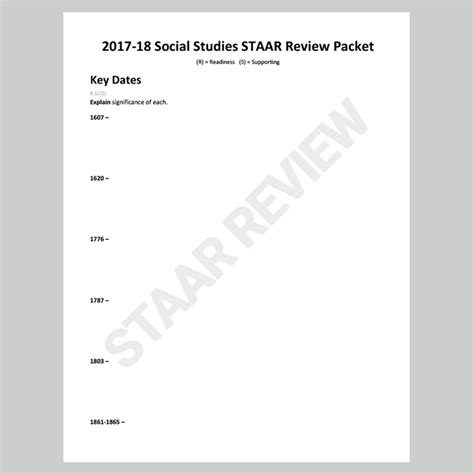 Staar 8th Grade Us History Complete Review Packet With Key