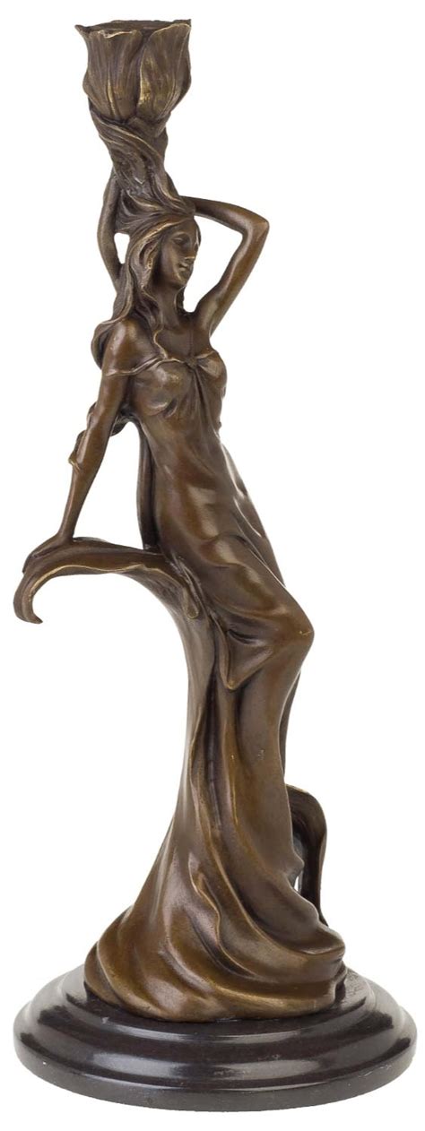 Bronze Sculpture Woman Candlesticks Antique Style Bronze Figurine Statue 33cm A Ebay