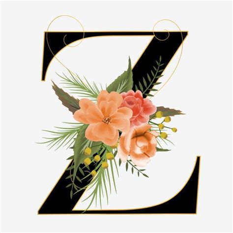 Floral Alphabet Font Vector Design Images Floral Alphabet Z With