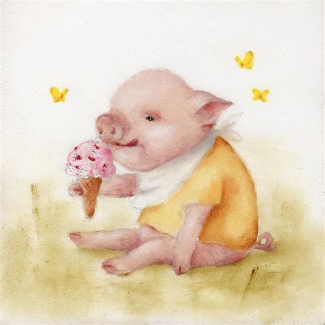 Ice Cream Pig Painting By Junko Van Norman