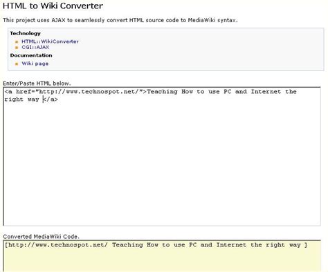 How To Convert Html To Media Wiki Syntax