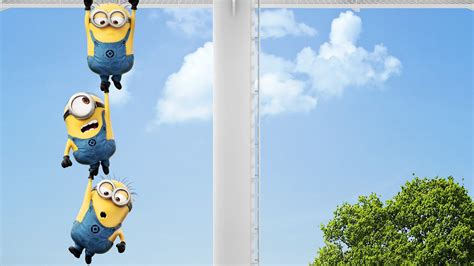 Browse latest collection of funny wallpapers, images, pics and photos in hd resolutions available in different sizes which perfectly fits on your desktop. Minions Hanging On Funny Desktop Wallpaper