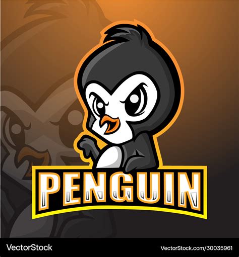 Penguin Mascot Esport Logo Design Royalty Free Vector Image