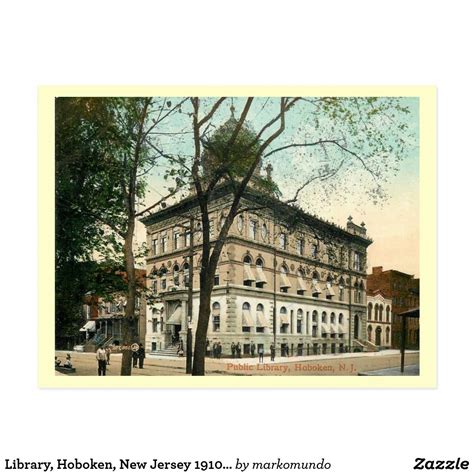 Library Hoboken New Jersey 1910 Vintage Postcard