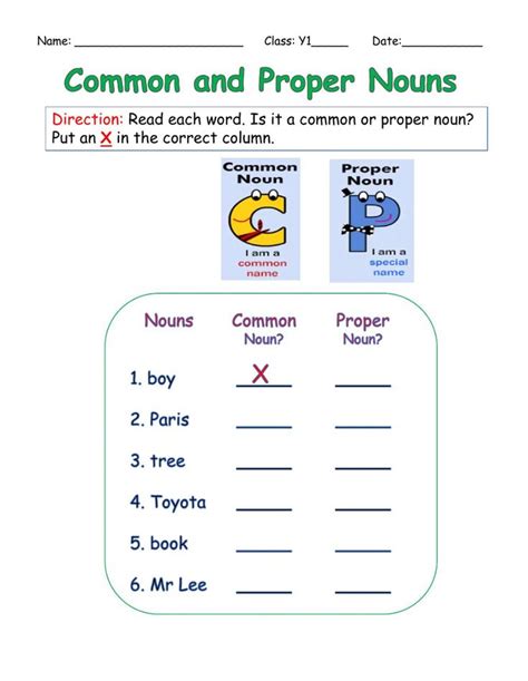Common And Proper Nouns Worksheets Pdf