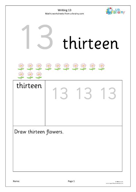 Writing Number 13 Worksheets