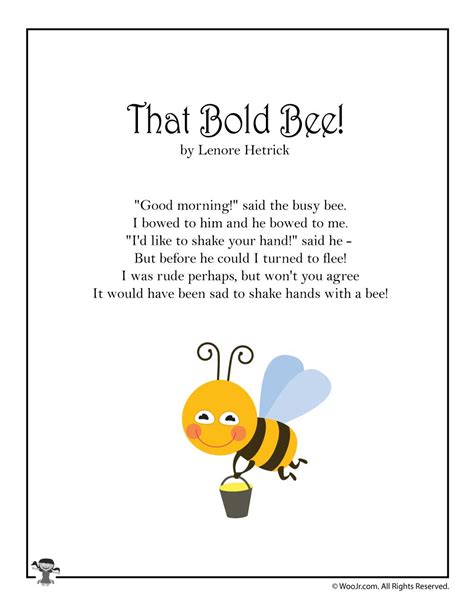 That Bold Bee Childrens Poetry Woo Jr Kids Activities