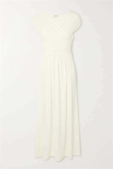 TOVE Freja Ruched Organic Cotton Jersey Midi Dress Ivory Star Wedding Boutique