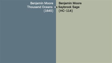 Benjamin Moore Thousand Oceans Vs Saybrook Sage Side By Side Comparison