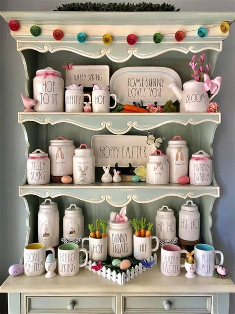 Colorful Rae Dunn Easter Display Spring Easter Decor Spring Home Decor