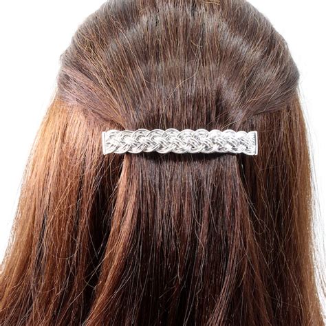 Large Sterling Silver Hair Barrette With Basket Weave Design Etsy