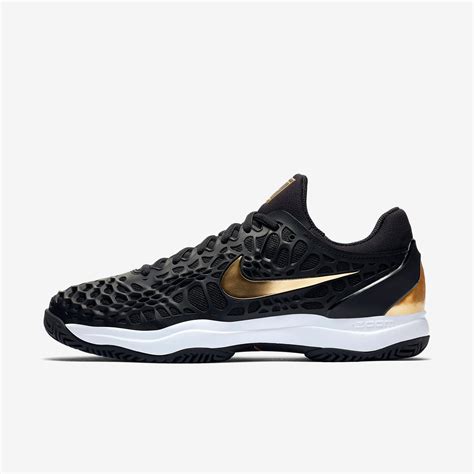 Nike Mens Zoom Cage 3 Tennis Shoes Blackmetallic Gold