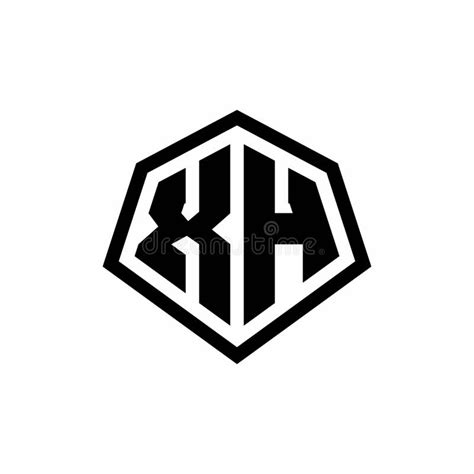 Xh Monogram Logo With Hexagon Shape And Line Rounded Style Design