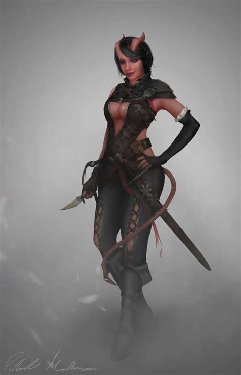 Pin By Nunya Bidness On Pathfinder Characters Tiefling Female Tiefling Rogue Dungeons And